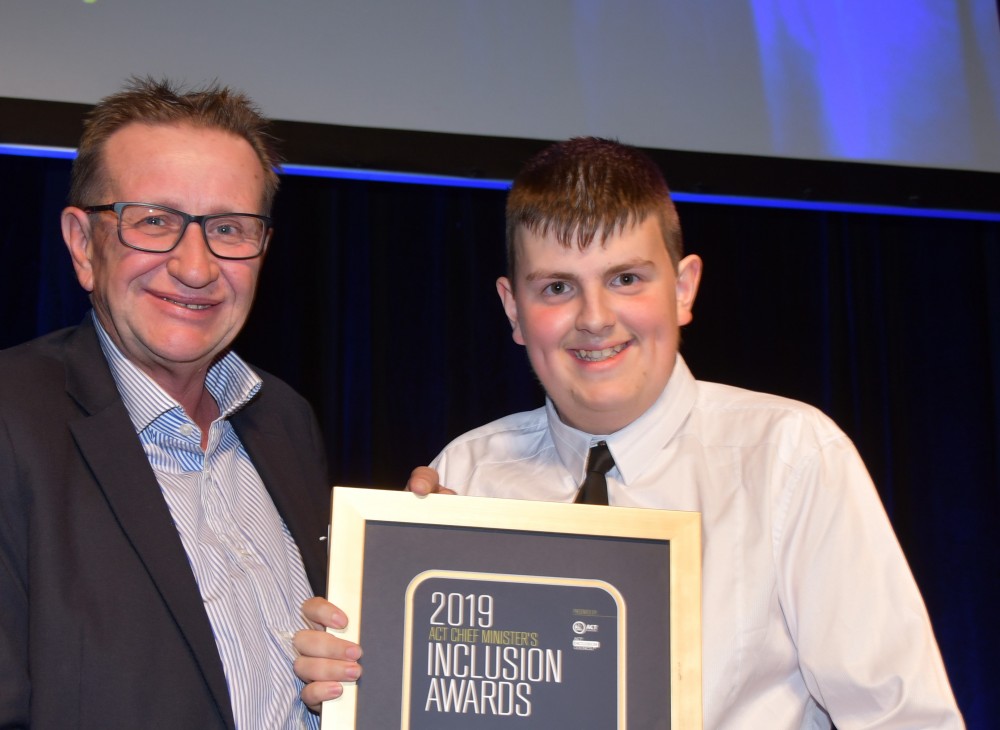 James O'Hehir wins at the 2019 Chief Minister’s Inclusion Awards