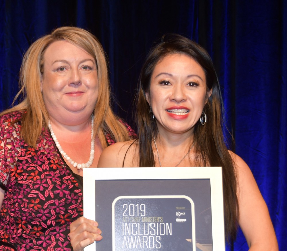 Sharon Ding wins at the 2019 Chief Minister's Inclusion Awards